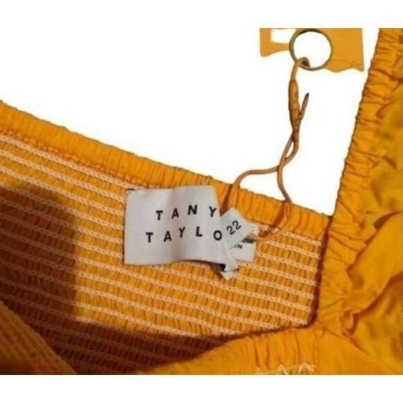 Tanya Taylor Austin Crop Top Square Neck Blouse Orange Size 22 - Picture 4 of 9